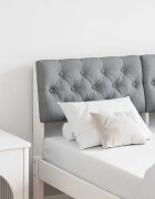 vidaXL Тапицирана табла Светлосиво 120 cm Солидно борово дърво