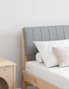 vidaXL Тапицирана табла Светлосиво 120 cm Солидно борово дърво