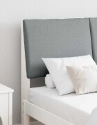 vidaXL Тапицирана табла Светлосиво 120 cm Солидно борово дърво