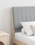 vidaXL Тапицирана табла Светлосиво 135 cm Солидно борово дърво