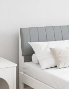 vidaXL Тапицирана табла Светлосиво 140 cm Солидно борово дърво