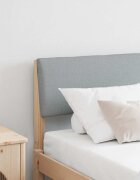 vidaXL Тапицирана табла Светлосиво 150 cm Солидно борово дърво