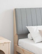 vidaXL Тапицирана табла Светлосиво 150 cm Солидно борово дърво