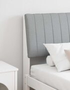 vidaXL Тапицирана табла Светлосиво 150 cm Солидно борово дърво