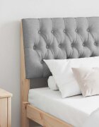 vidaXL Тапицирана табла Светлосиво 150 cm Солидно борово дърво