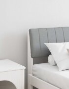 vidaXL Тапицирана табла Светлосиво 180 cm Солидно борово дърво