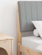 vidaXL Тапицирана табла Светлосиво 90 cm Солидно борово дърво