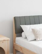 vidaXL Тапицирана табла Тъмен сив 120 cm Солидно борово дърво