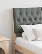vidaXL Тапицирана табла Тъмен сив 120 cm Солидно борово дърво