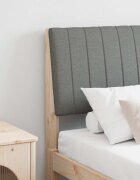 vidaXL Тапицирана табла Тъмен сив 135 cm Солидно борово дърво