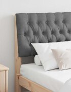 vidaXL Тапицирана табла Тъмен сив 140 cm Солидно борово дърво