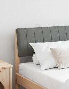 vidaXL Тапицирана табла Тъмен сив 150 cm Солидно борово дърво