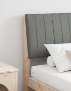 vidaXL Тапицирана табла Тъмен сив 150 cm Солидно борово дърво