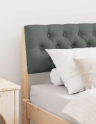 vidaXL Тапицирана табла Тъмен сив 75 cm Солидно борово дърво