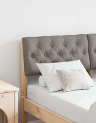 vidaXL Тапицирана табла Таупе 120 cm Солидно борово дърво