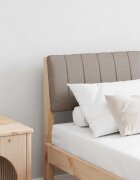 vidaXL Тапицирана табла Таупе 120 cm Солидно борово дърво