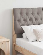vidaXL Тапицирана табла Таупе 120 cm Солидно борово дърво