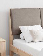 vidaXL Тапицирана табла Таупе 135 cm Солидно борово дърво