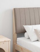 vidaXL Тапицирана табла Таупе 135 cm Солидно борово дърво