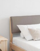 vidaXL Тапицирана табла Таупе 140 cm Солидно борово дърво
