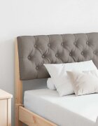 vidaXL Тапицирана табла Таупе 140 cm Солидно борово дърво