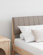 vidaXL Тапицирана табла Таупе 140 cm Солидно борово дърво