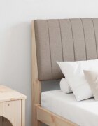 vidaXL Тапицирана табла Таупе 140 cm Солидно борово дърво