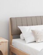 vidaXL Тапицирана табла Таупе 160 cm Солидно борово дърво