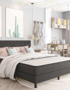 vidaXL Тапицирана табла за спалня тъмносива текстил 160x200 см