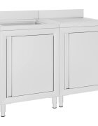 vidaXL Търговски кухненски шкаф за мивка инокс 120x60x96 см