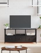 vidaXL ТB шкаф черен 102x33x45 см инженерно дърво и желязо