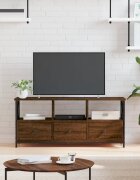 vidaXL ТB шкаф кафяв дъб 102x33x45 см инженерно дърво и желязо