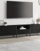 vidaXL ТB шкаф с чекмедже черен 200x25x44 см инженерно дърво