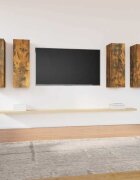 vidaXL ТB шкафове 4 бр опушен дъб 305x30x90 см инженерно дърво