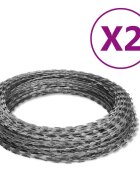 vidaXL Тел тип бръснач на ролки 2 бр поцинкована стомана 100 м