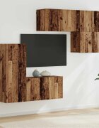 vidaXL Телевизионен стенен шкаф 5 бр. Старо дърво Инженерна дървесина