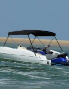 vidaXL Тента за лодка 2 дъги черна 150x120x110 см