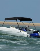 vidaXL Тента за лодка 2 дъги черна 180x130x110 см