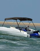 vidaXL Тента за лодка 3 дъги черна 183x180x137 см