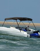 vidaXL Тента за лодка 3 дъги черна 183x196x137 см