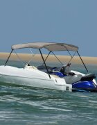 vidaXL Тента за лодка 3 дъги сива 183x140x137 см