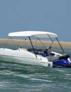 vidaXL Тента за лодка 4 дъги бяла 243x(230-244)x137 см