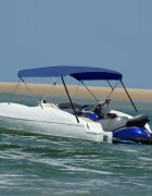 vidaXL Тента за лодка 4 дъги нейви синя 243x(230-244)x137 см