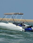 vidaXL Тента за лодка с 3 дъги мрежести страници 183x(154-167)x137 см
