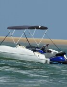 vidaXL Тента за лодка с 3 дъги мрежести страници 183x(170-182)x137 см
