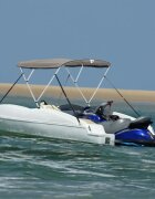 vidaXL Тента за лодка с 3 дъги мрежести страници 183x(170-182)x137 см