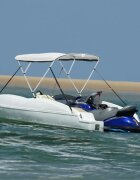 vidaXL Тента за лодка с 3 дъги мрежести страници 183x(170-182)x137 см