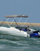 vidaXL Тента за лодка с 3 дъги мрежести страници 183x(185-198)x137 см