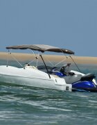 vidaXL Тента за лодка с 4 дъги мрежести страници 243x(170-182)x137 см