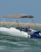 vidaXL Тента за лодка с 4 дъги странични стени 243x(170-182)x137 см